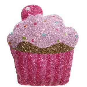 Glittery Pink Cupcake pillow sparkle, home bling pillow